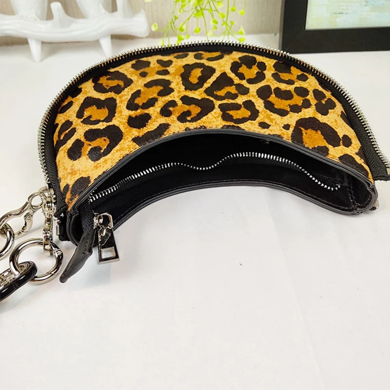 

Half-Moon Bag Women's Bag Underarm Messenger Cross Bag Female Leopard Print Single Shoulder Chain Crescent Bag
