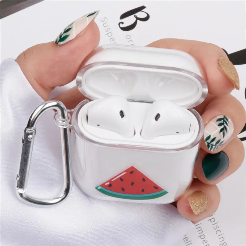 Чехол OTTWN с фруктовым узором для Airpods 1 2, милый чехол для наушников AirPods, мультяшная bluetooth-гарнитура, сумка, корпус из поликарбоната, силиконовый чехол