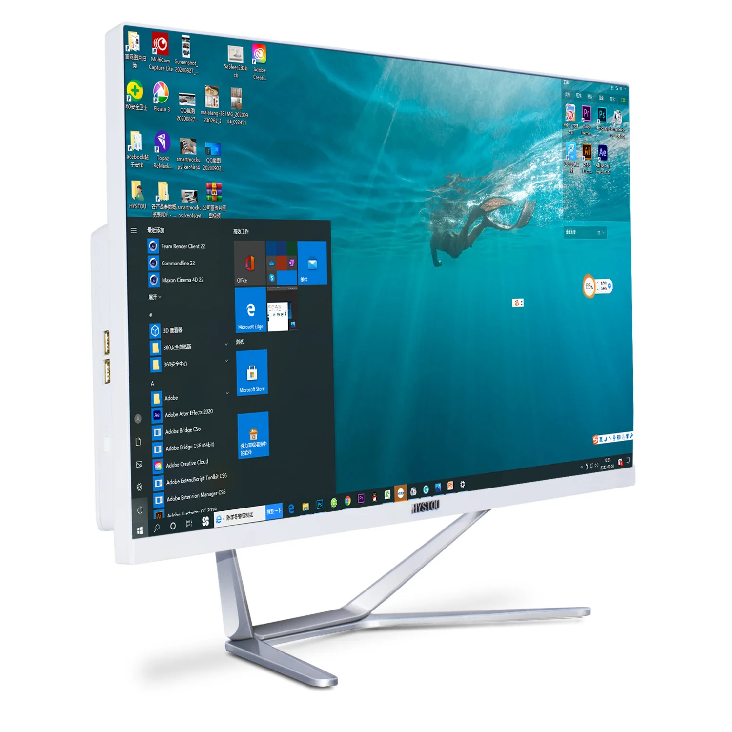 Billig HYSTOU 23,8 Zoll Touch Screen Alle-in-One PC I7 I5 8Th 8565U 8365U Prozessor ISP Monitor HDMI VGA Linux Wireless Tastatur Maus