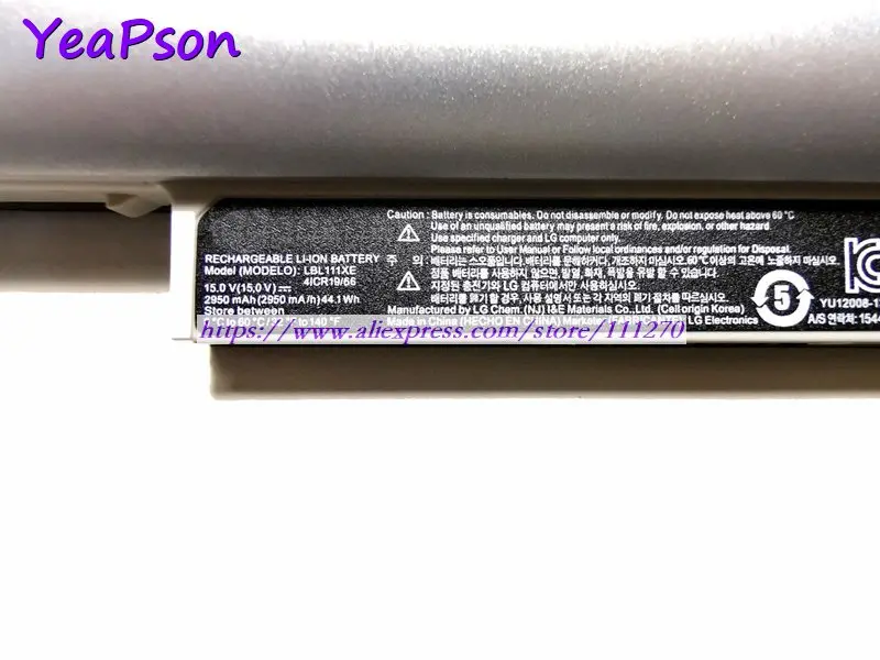 Аккумулятор Yeapson LBL111XE LBT1115E 15 в 2950 мА · ч для ноутбука LG 15ND540-UX50K 15N540-R 15N540-C 15ND540-GX5FK