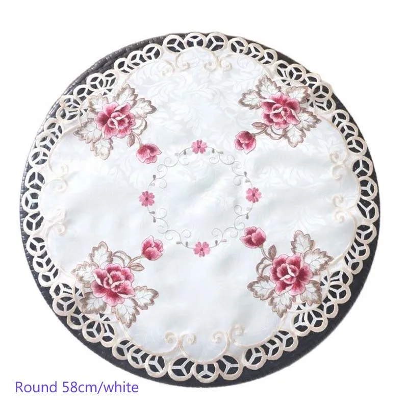 

New round lace Satin placemat embroidery cup coaster mug kitchen drink dining table place mat cloth tea coffee doily wedding pad