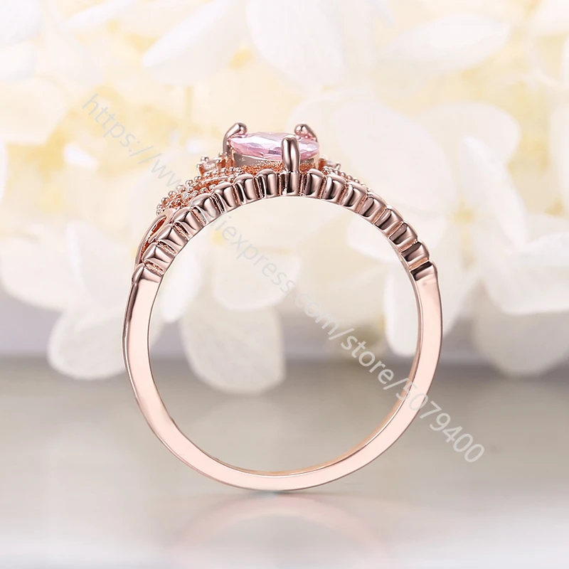

Rose gold crown heart crown ring statement elegant ring cubic zirconia stone dainty wedding ring gift for women