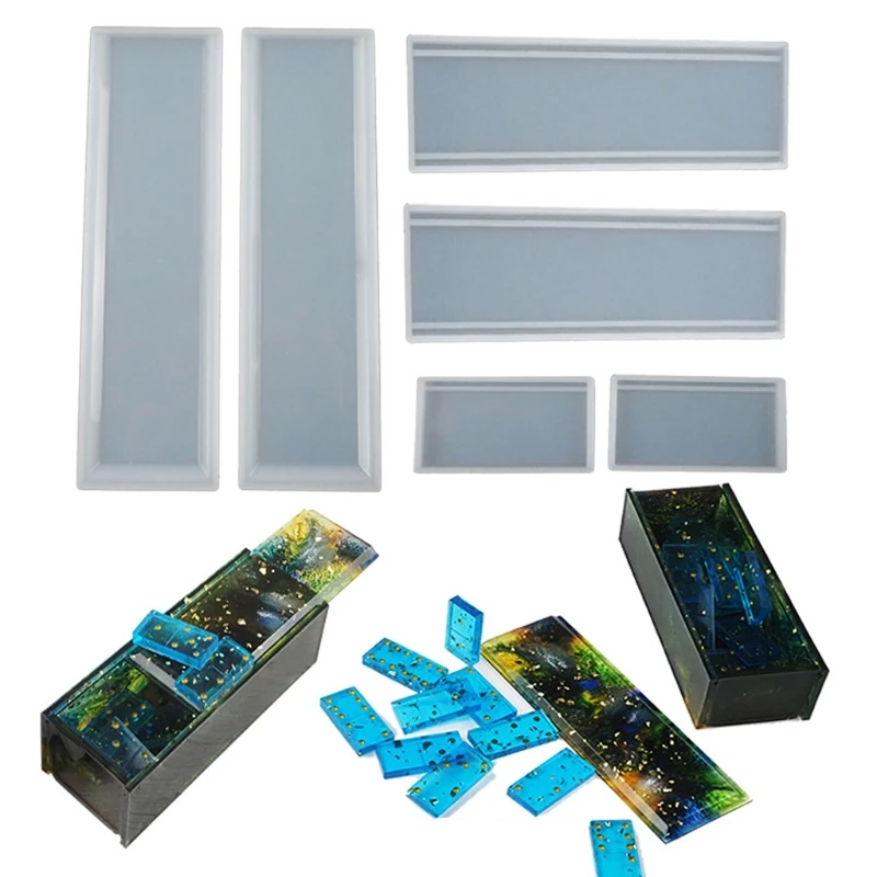 

Dominoes Epoxy Resin Mold Domino Storage Box Jewelry Case Holder Silicone Mould R2LE