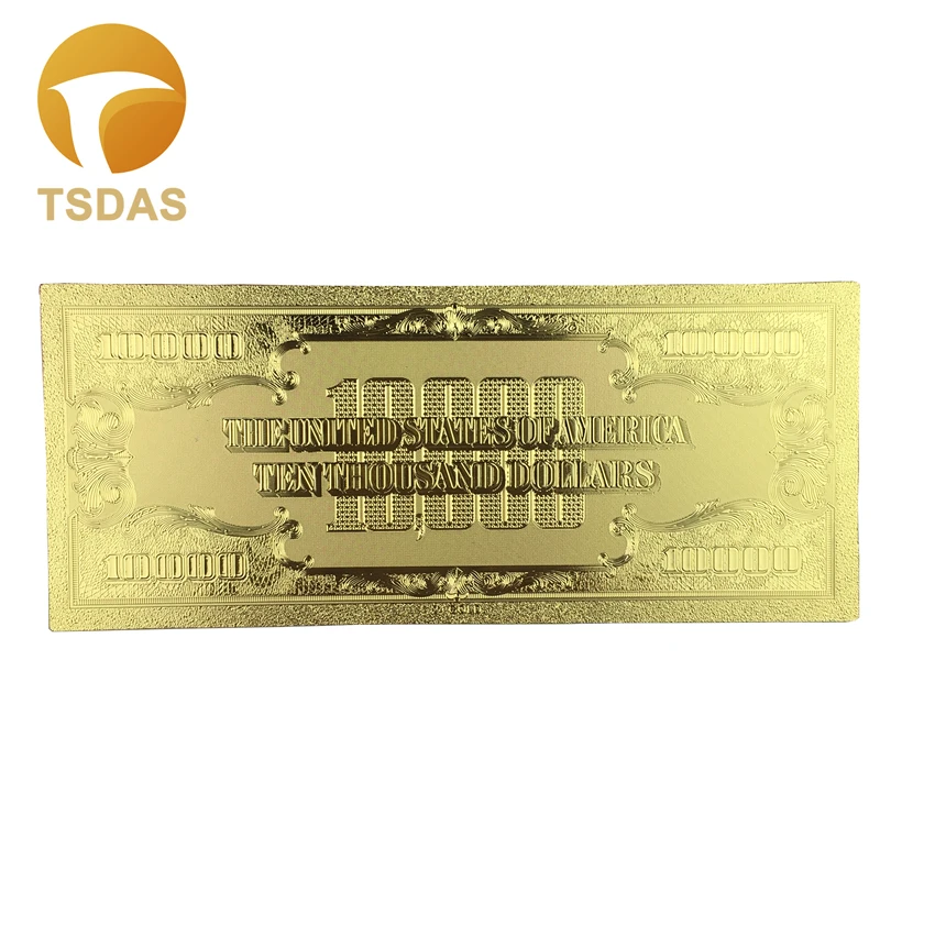 Новое издание американских 10 000 долларов купюр металлическая чистая Золотая