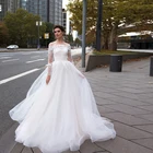 Женское свадебное платье It's yiiya, белое кружевное платье с длинными рукавами, цветочной аппликацией и открытыми плечами в стиле бохо на лето 2019