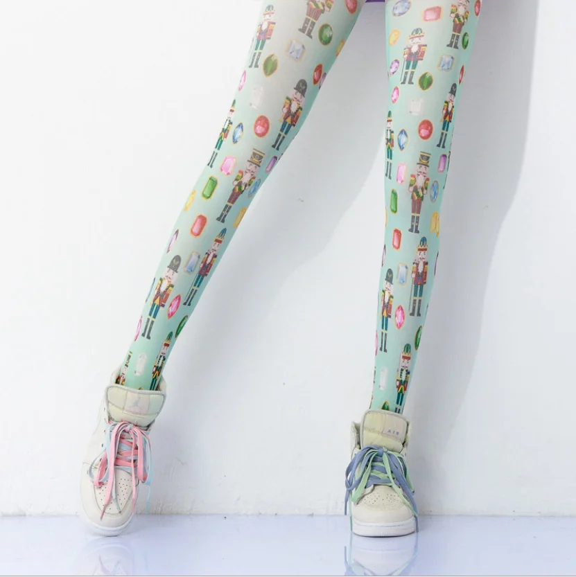 High Quality Womens Creative painting stockings interesting diamond gem patterned tights printed pantyhose