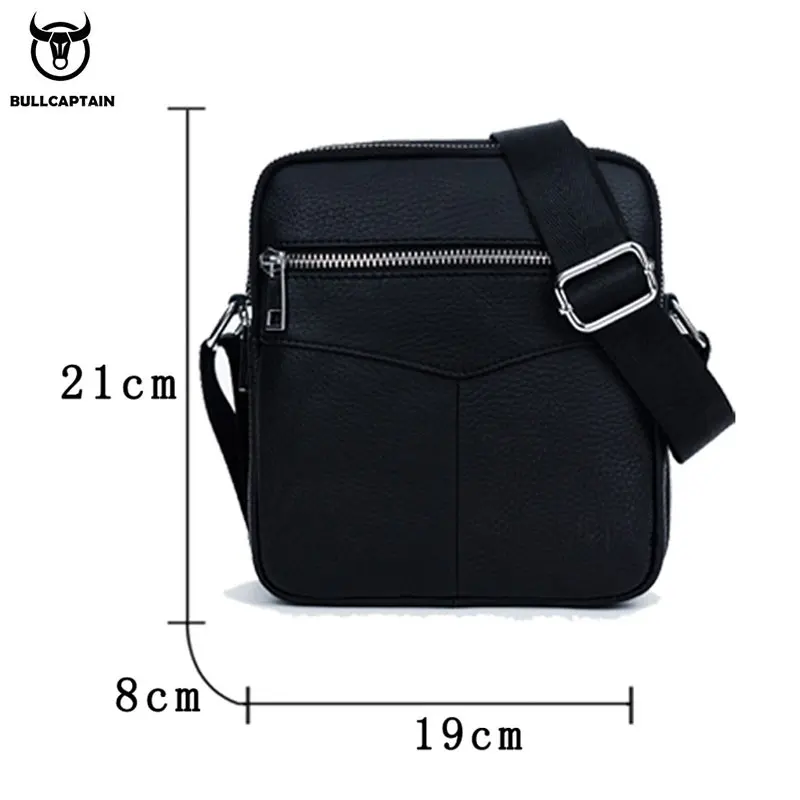 Мужская сумка BULLCAPTAIN кожаная через плечо на молнии известный бренд новая модная