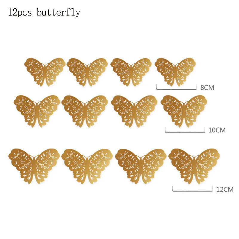 A gold butterfly Вечерние бумажные цветы для настенного декора с изображением единорога, рога, ресниц, украшения для дня рождения и вечеринки, детский фон для фотосъемки своими руками - Цвет: A gold butterfly