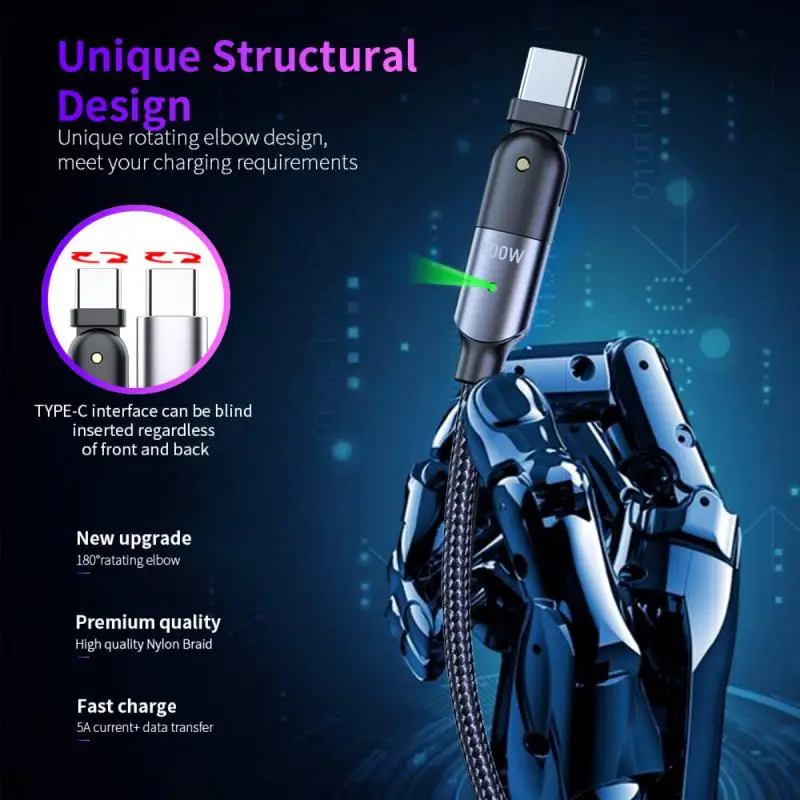

PD Fast Charging Cable 5A USB Type C To Type C PD 60W / 100W 180 Type C For Samsung Huawei Xiaomi Support Data Transmission