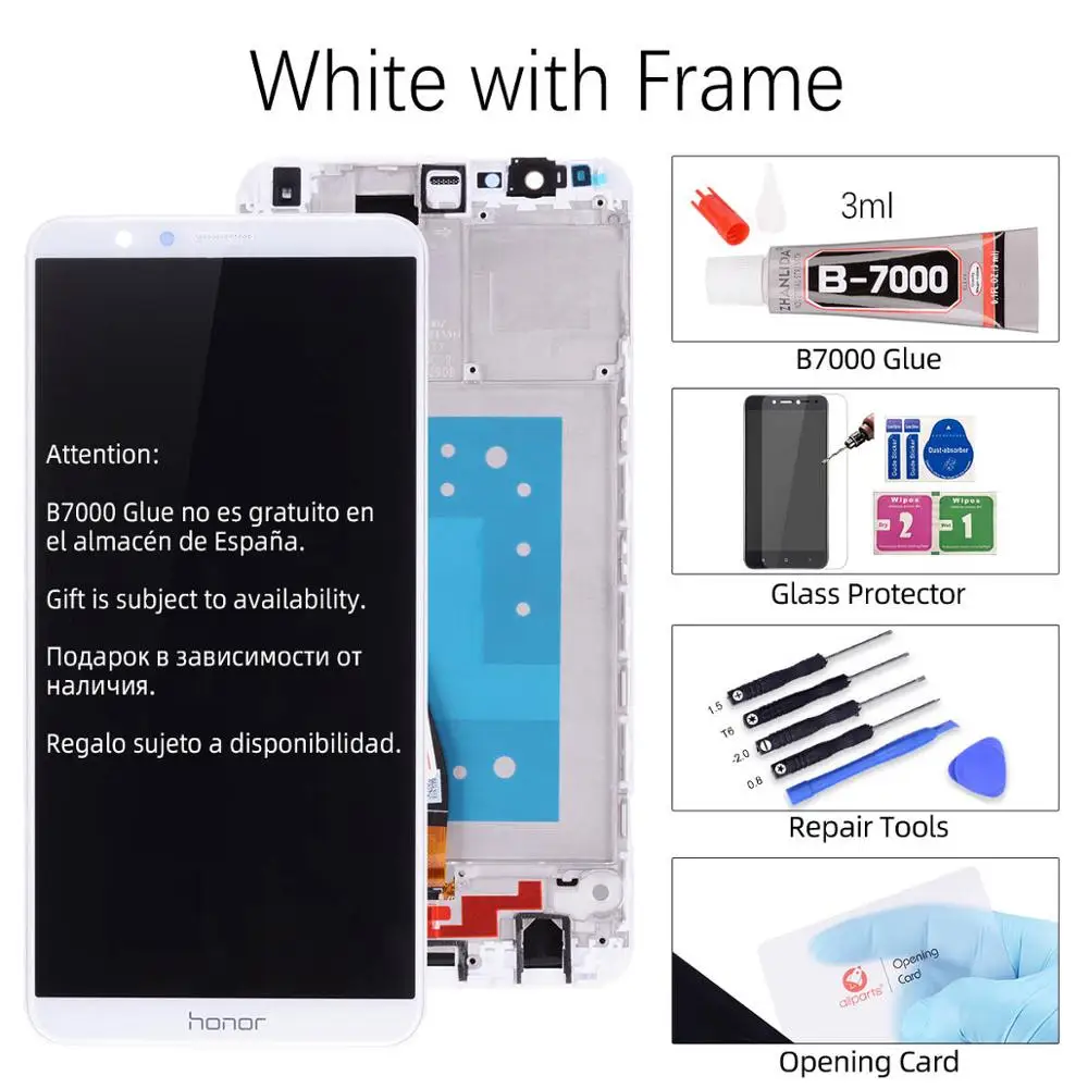 White with Frame Для Honor 7x дисплей сенсорный экран Замена с рамкой дисплей для huawei Honor 7x ЖК-дисплей дигитайзер BND-L21 - Цвет: White with Frame