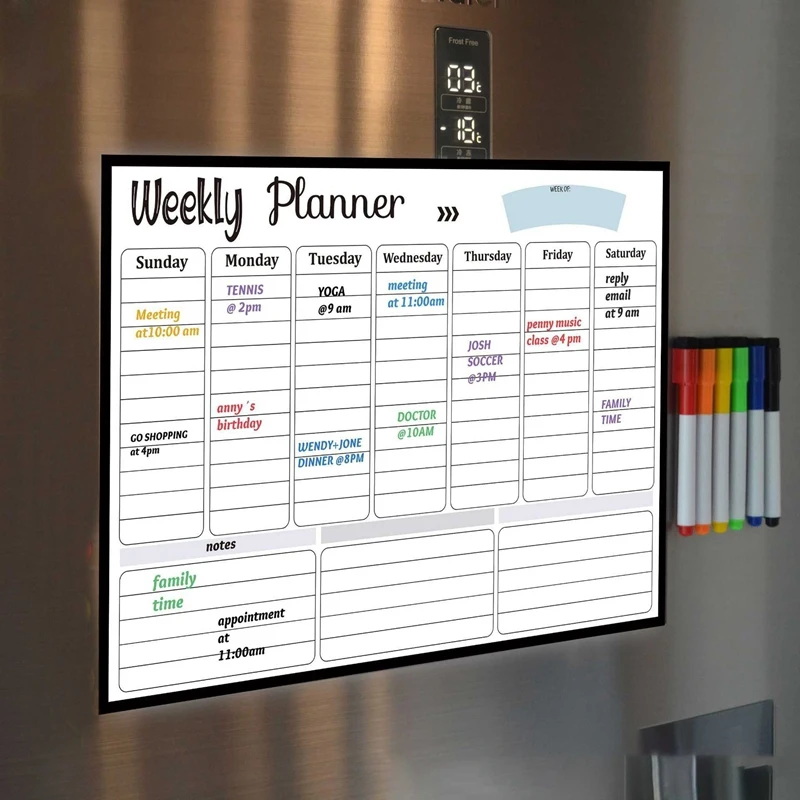 17X12 дюймов netic Dry Erase календарь набор для холодильника заметок еженедельное
