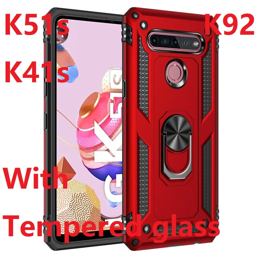 Для LG K51s K41s чехол + Закаленное стекло-Броня Жесткий автомобильный держатель