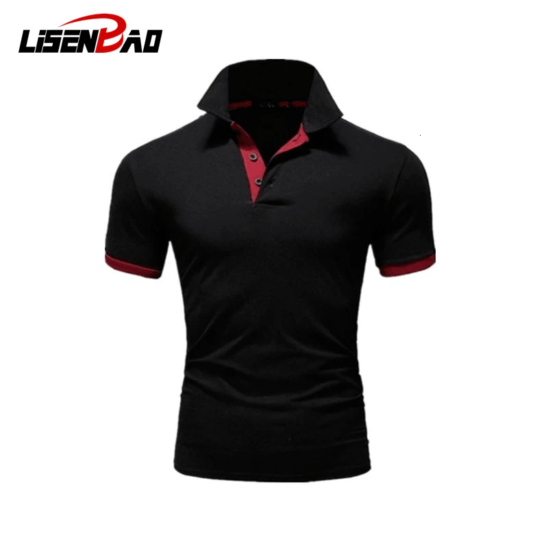 Мужская рубашка поло с коротким рукавом Повседневная приталенная однотонная