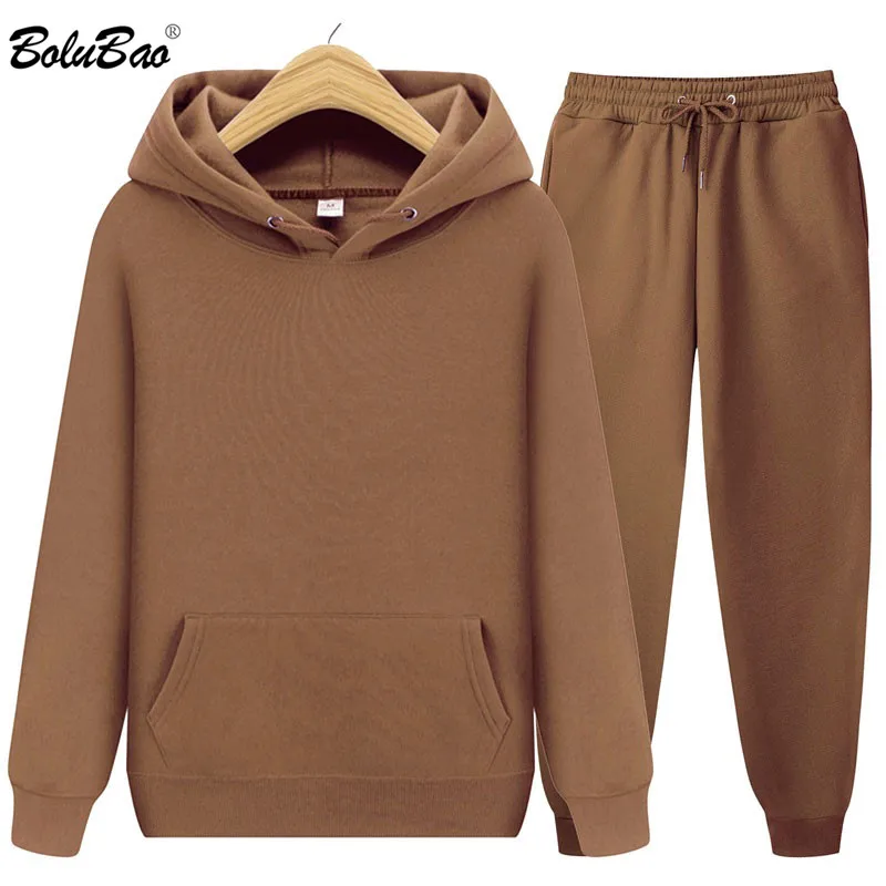 BOLUBAO erkek setleri Hoodies + pantolon sonbahar kapüşonlu kazak Sweatpants moda Slim Fit Hip Hop kazak Hoody erkek seti