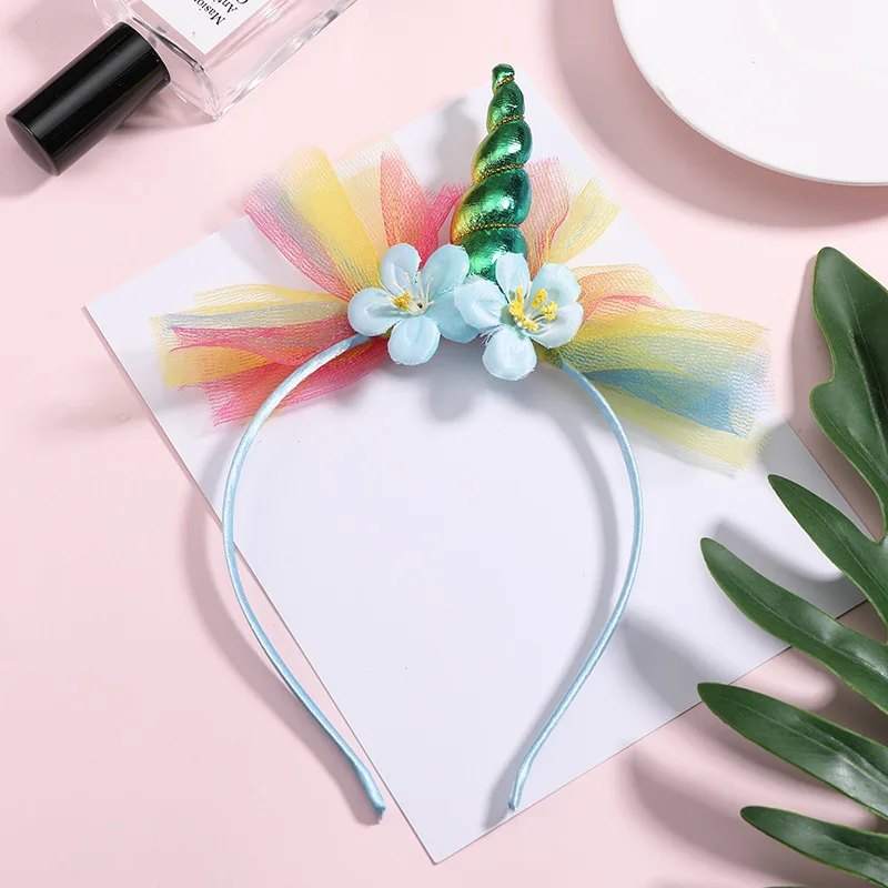 Корона для девочек цветок уши милый единорог Детская повязка на голову реквизит