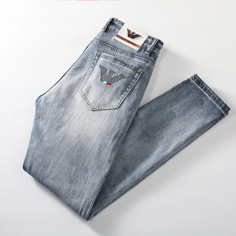 

Shop's main promotion of 2021 new thin jeans men's stretch slim casual embroidery trendy brand pants