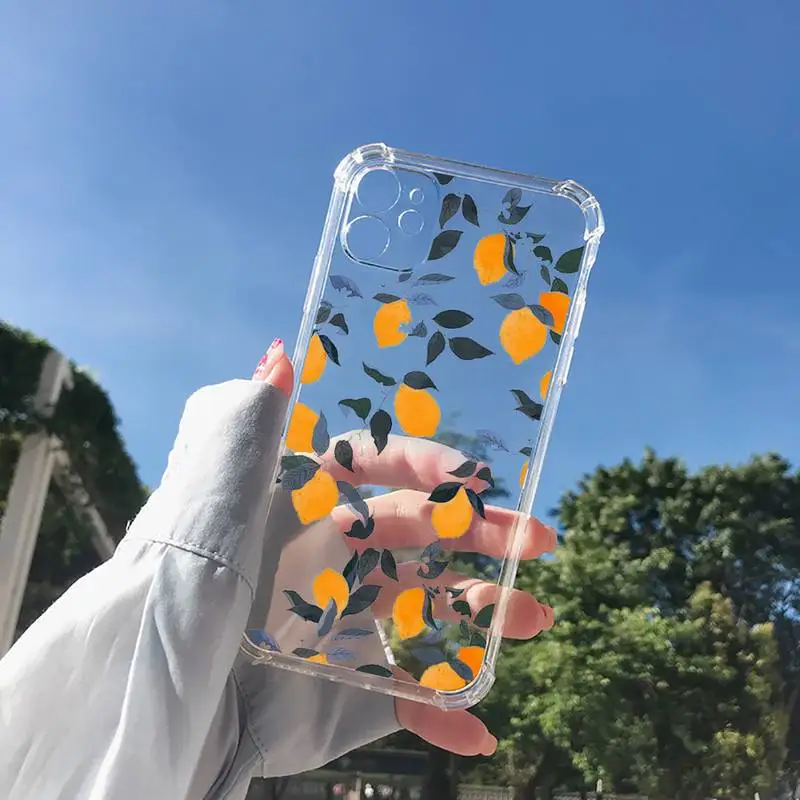 

lemon Phone Case Transparent for Clear iPhone 11 12 8 7 6 6S XS MAX Plus X 5S SE 2020 XR mini pro
