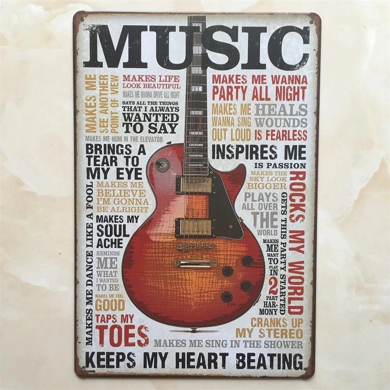 

Music ! 20x30cm Vintage Tin Signs Retro Metal Sign for Wall Art Decor Bar Pub Home Wall Decor Retro Metal Art Poster