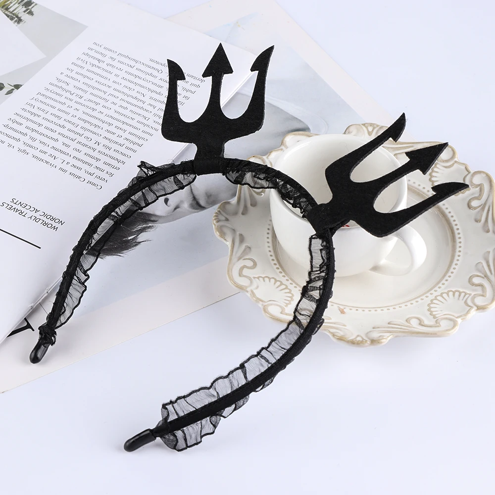 Новинка бандана для готов Дьявол Рог волос обруч паук маска с вуалью Hairband Хэллоуин Косплей головные уборы вечерние аксессуары для волос