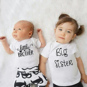 Imported Hot WholesaleLittle Brother Romper Big Sister Tshirt Family Matching Clothes Infant Baby Boys Girls 