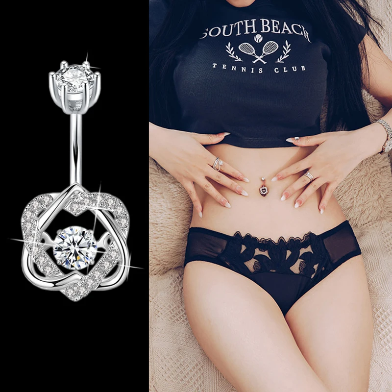 925 пробы серебро сердце живота пирсинг в пупке ювелирные изделия из украшения для