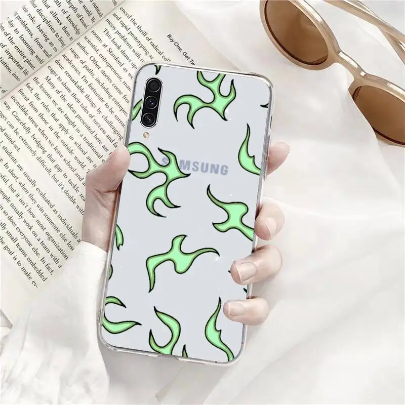 

Blue Flame Fire Phone Case Transparent Clear For Samsung Galaxy A71 A21s S8 S9 S10 plus note 20 ultra