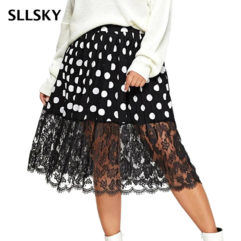 

SLLSKY модные резиновые сапоги с рисунком в горошек, с мультяшными принтами, с кружевами в стиле пэчворк Женская юбка с высокой талией, женская ...