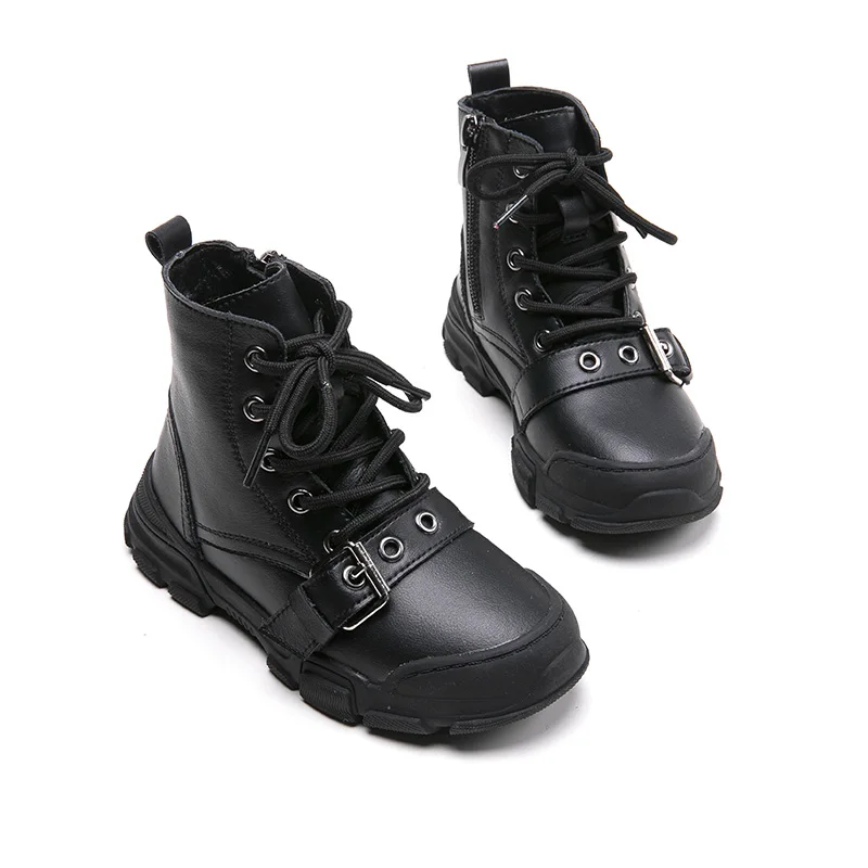 

Autumn Winter New Kids Boots For Girls Martin Boots Fashion Leather Boys Ankle Sneakers Children Snow Boots Waterproof School