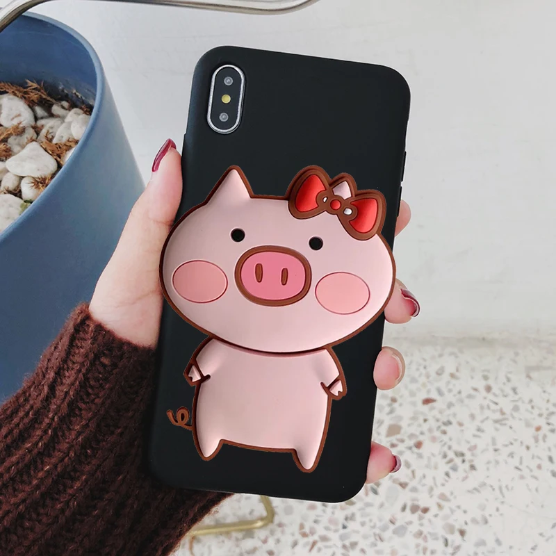 Милый чехол для телефона с рисунком поросенка для Xiaomi mi a1 A2 A3 5X6X8 Lite 9 SE CC9E 9T mi Play mi x 2S Max 3 F1 мягкий чехол из ТПУ с забавным носом - Цвет: BigPig Black
