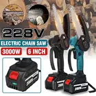 Мини Электрическая цепная пила, 3000 Вт, 288 в, 6 дюймов, с 2 индикаторами батареи