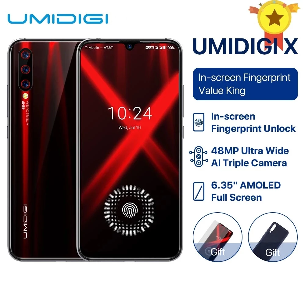 

UMIDIGI X Smartphone 4GB RAM 128GB ROM Android 9.0 6.3 inch Helio P60 Octa Core 48.0MP 4150mah Fingerprint 4G LTE Mobile Phone