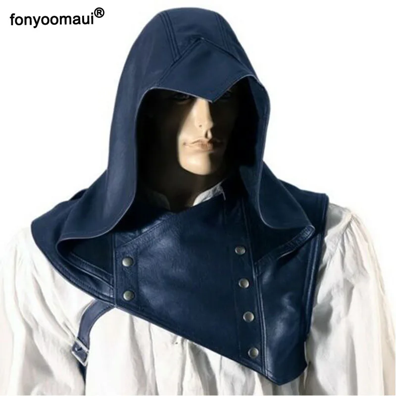 Кожаный капюшон для мужчин и взрослых кожаный косплея Винтаж средневековье