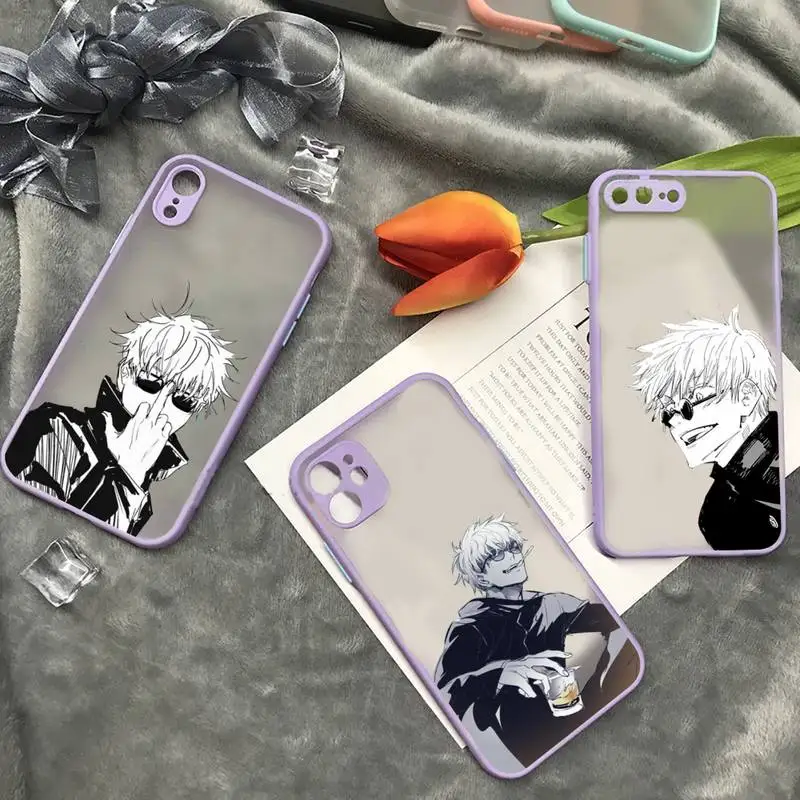 

Anime Jujutsu Kaisen Gojo Satoru Phone Case matte transparent For iphone 7 8 11 12 plus mini x xs xr pro max cover