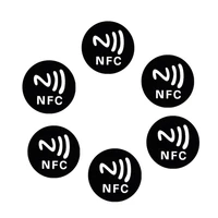 6pcs black universal anti metal sticker nfc ntag213 tags ntag 213 metallic label badges token for smart mobile phones