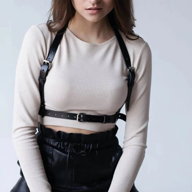 Модный Широкий кожаный поясной ремень для женщин в стиле панк готика бондаж