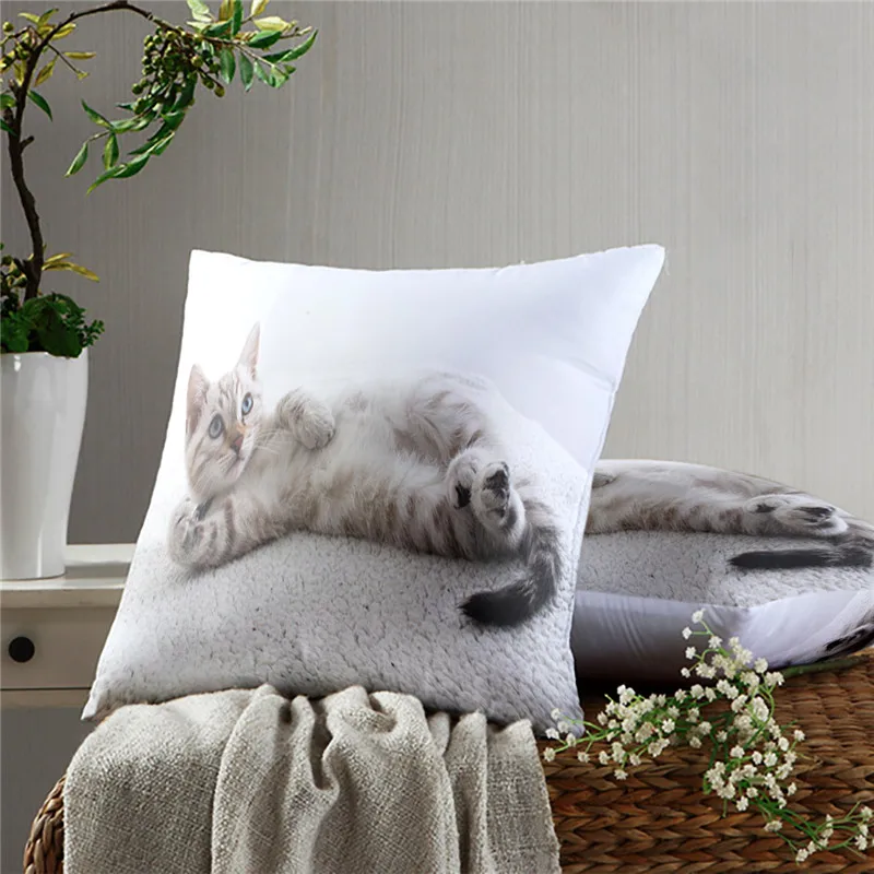 

Cute Cat Pillow Cover Sofa Cushion Cover Fashion Printing Sofa Chair Pillow Cover Bed Pillow Cover Home Decoration