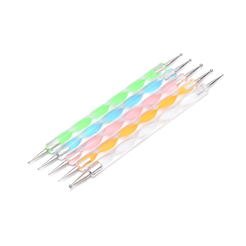 

5Pcs/ Set Nail Dotting Nail Art Decorations Pen Set Tools Painting Tips Rhinestone Glitter Gold Wire New~