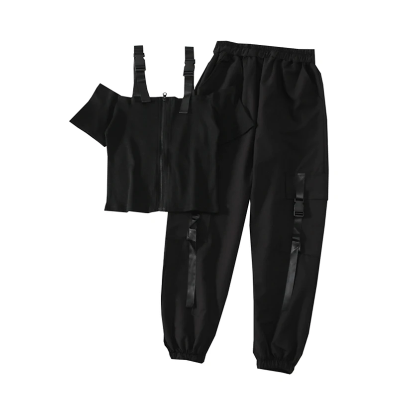 

Safari Style Harem Long Pants Sets Women 2020 Summer Spring Vintage Streetwear Zipper Short Tops+long Pants Matching Set Female