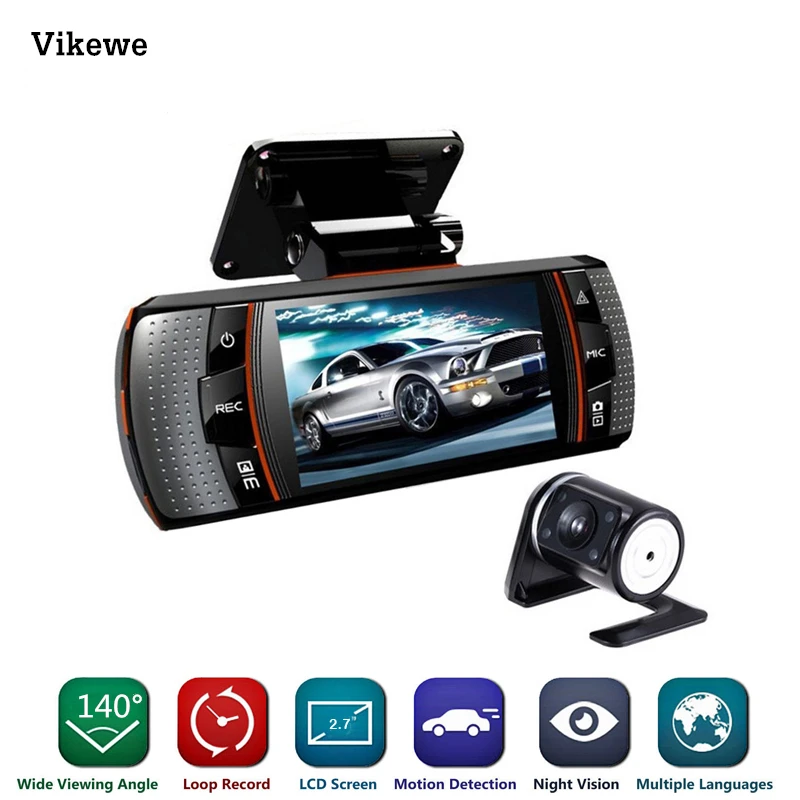Vikewe двойной объектив Мини авто dvr камера A1 видео рекордер Full HD 1080P 2," ЖК ночного видения видеорегистратор с задней камерой