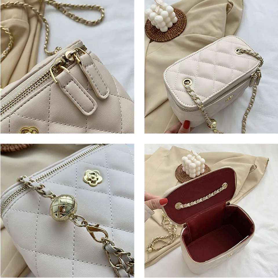 

Box Small Square Bag Messenger Bags for Woman 2021 Fashion Crossbody Shoulder Bags Female Simple PU Leather Chain Handbags Purse