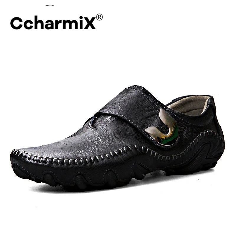 CcharmiX человек обувь из натуральной кожи высокого качества черная без шнуровки