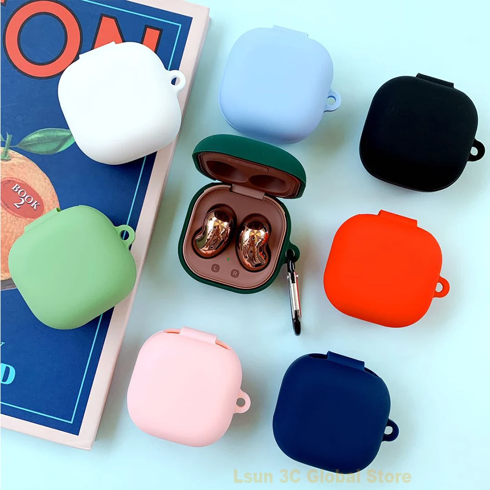 

Solid Color Silicone Cover for Samsung Galaxy Buds Live Case Sleeve Wireless Earphone Shockproof Protect Skin with Portable Hook