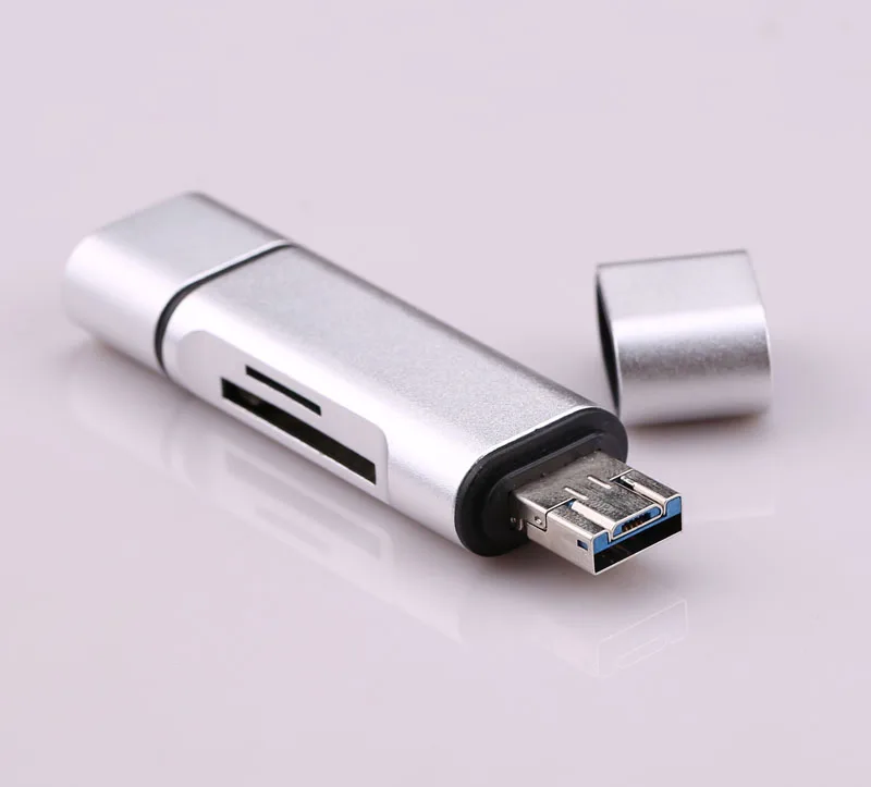Aluminum Alloy All In 1 USB 2.0 Type C Card Reader for SD TF Card Reader USB C Micro USB Android Phone OTG Laptop PC Card Writer