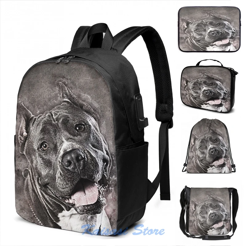 Американский стаффордширский терьер-амстафф рюкзак с USB-зарядкой для мужчин