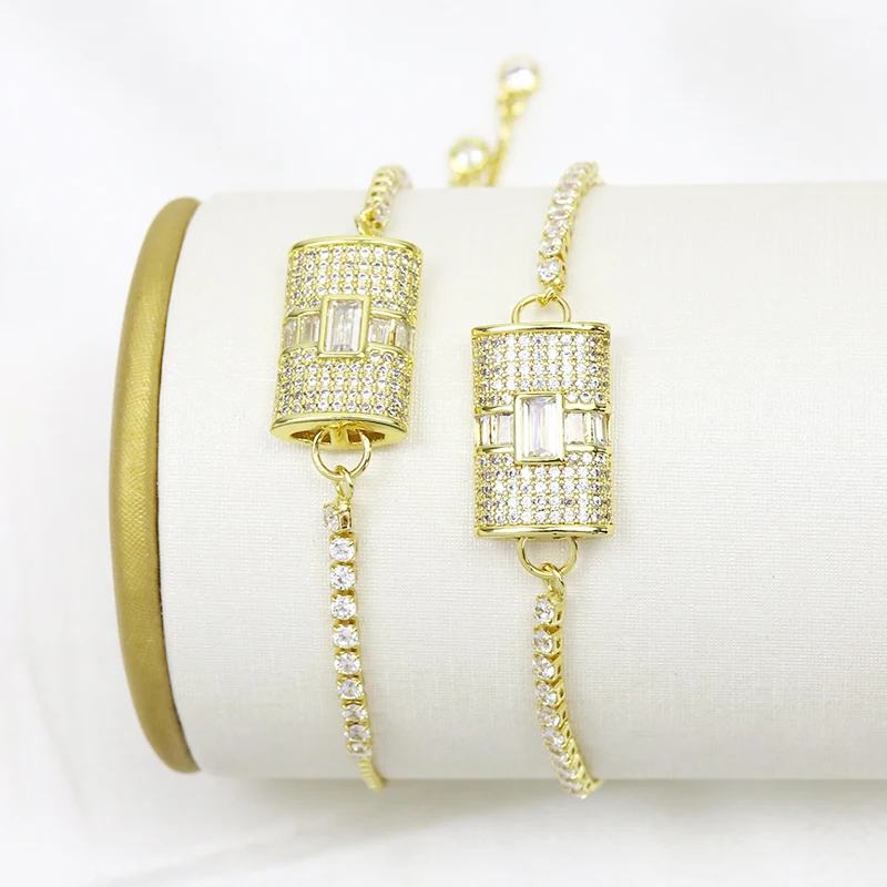 

10 шт. циркониевые подвески, золотой браслет, циркониевые ювелирные изделия, браслет-цепочка, позолоченный браслет 18 карат, мода 51879