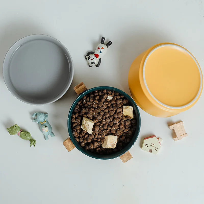 

Ceramic Double Cat Bowl Dog Bowl Pet Feeding Water Bowl Cat Puppy Feeder Product Supplies Pet Food And Water Bowls For Catss