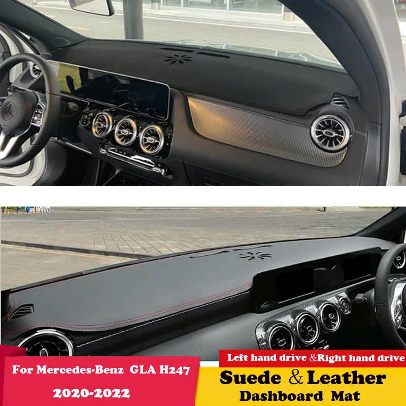 

For Mercedes-Benz A W177 CLA C118 GLA H247 Class 180 200 260 220 Leather Dashmat Dashboard Cover Sunshade Carpet Dash Mat Suede