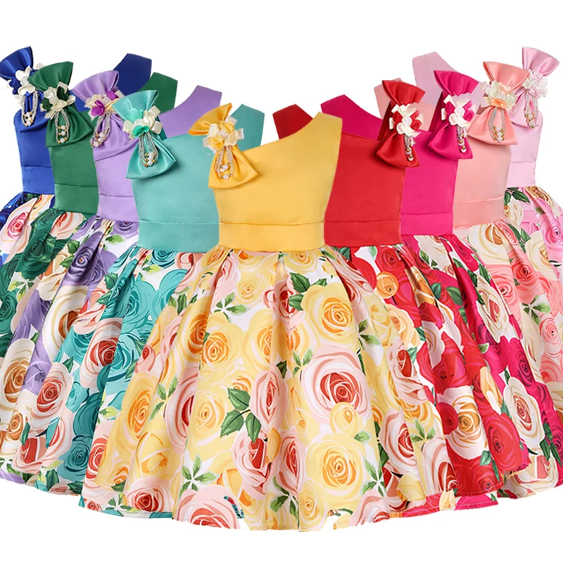 Flower Girls Wedding Party Dresses Children Clothes Kids Floral Print Bridesmaid Dress For Princess 2 6 8 10 Years | Детская одежда и