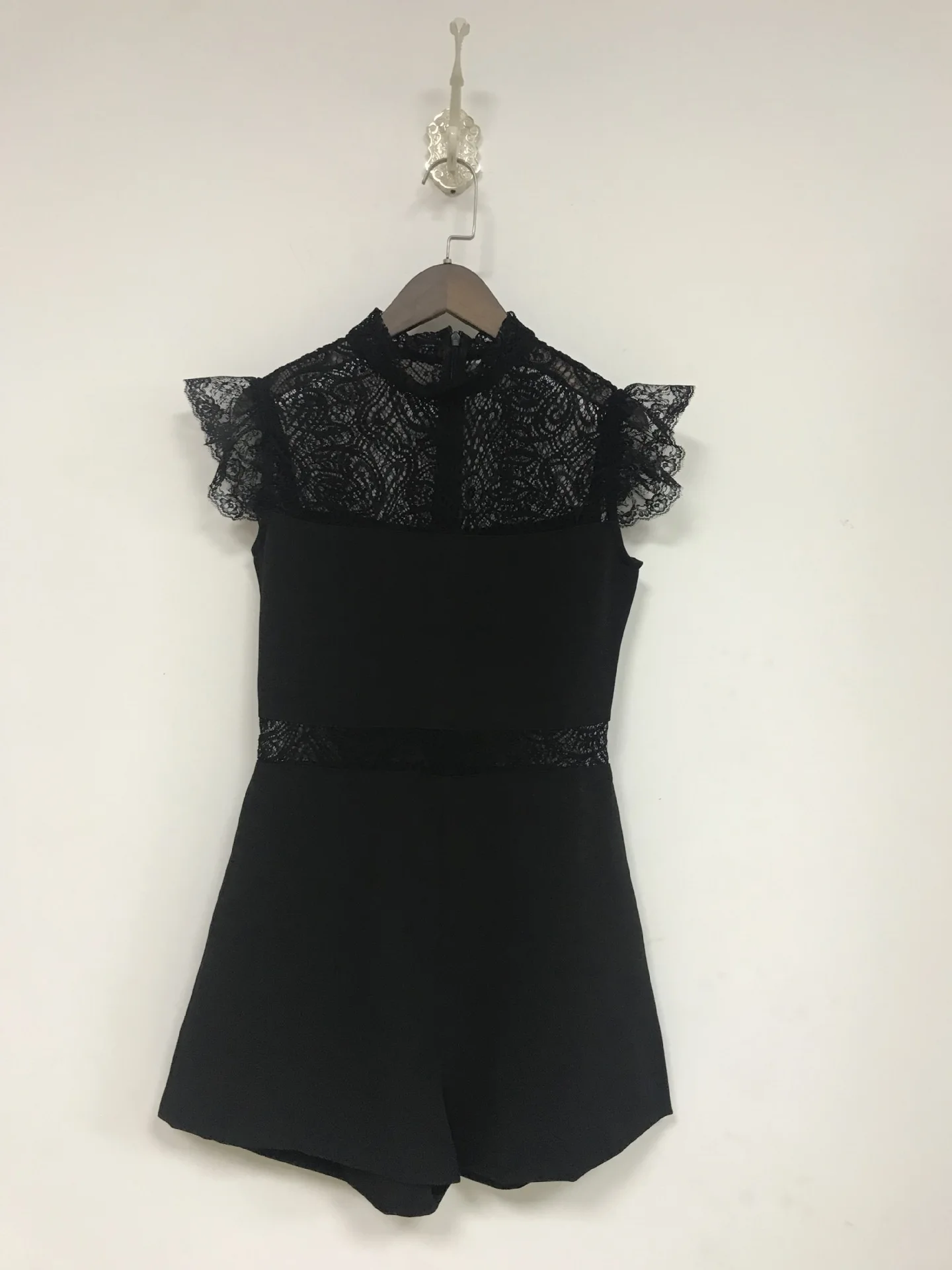 

Women's Lace-up Patchwork mini Dress vintage round neck elegant black club dresses for women party