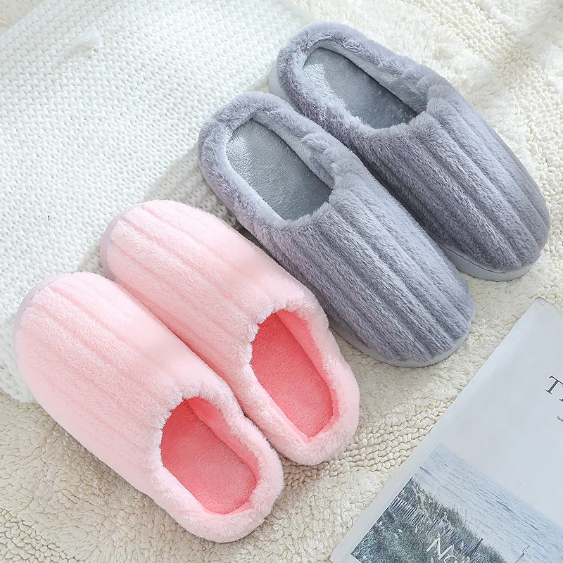 

Winter Women Flat Slippers Large Size Plush Furry Warm Shoe Couple Home Shoe Indoor Floor Men Lady Slippers Simplicity Comfort